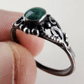 Green Sparkle Enamel Vintage Ring Size 6 3/4 in Sterling Silver 925