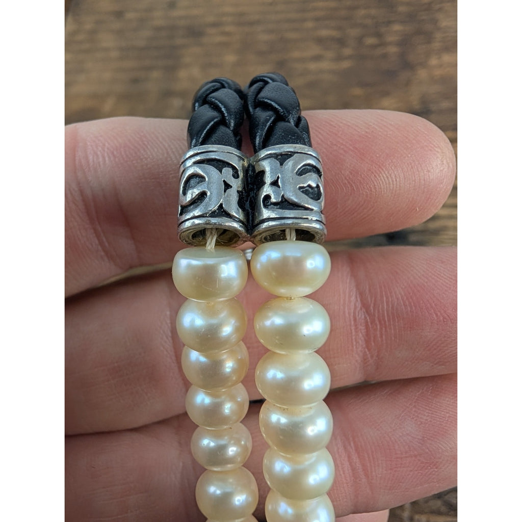 Honora Freshwater Pearl Sterling Silver 925 Braided Leather Bracelet