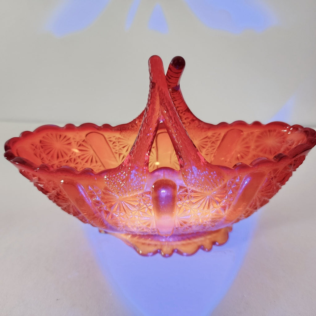 Fenton Amberina Daisy & Button Depression Glass Mini Basket