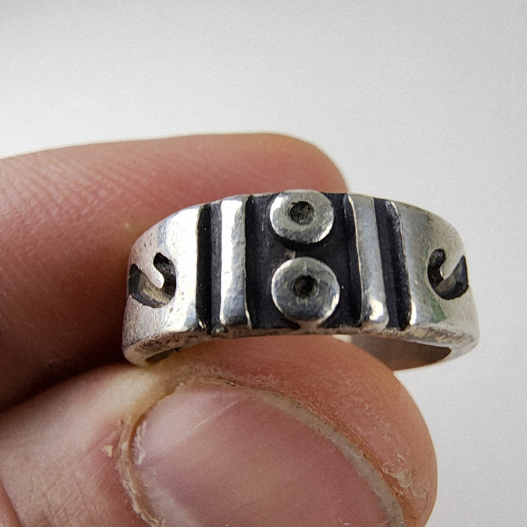 Taxco Mexico Textured Band Ring Size 8 Sterling Silver 925 Vintage