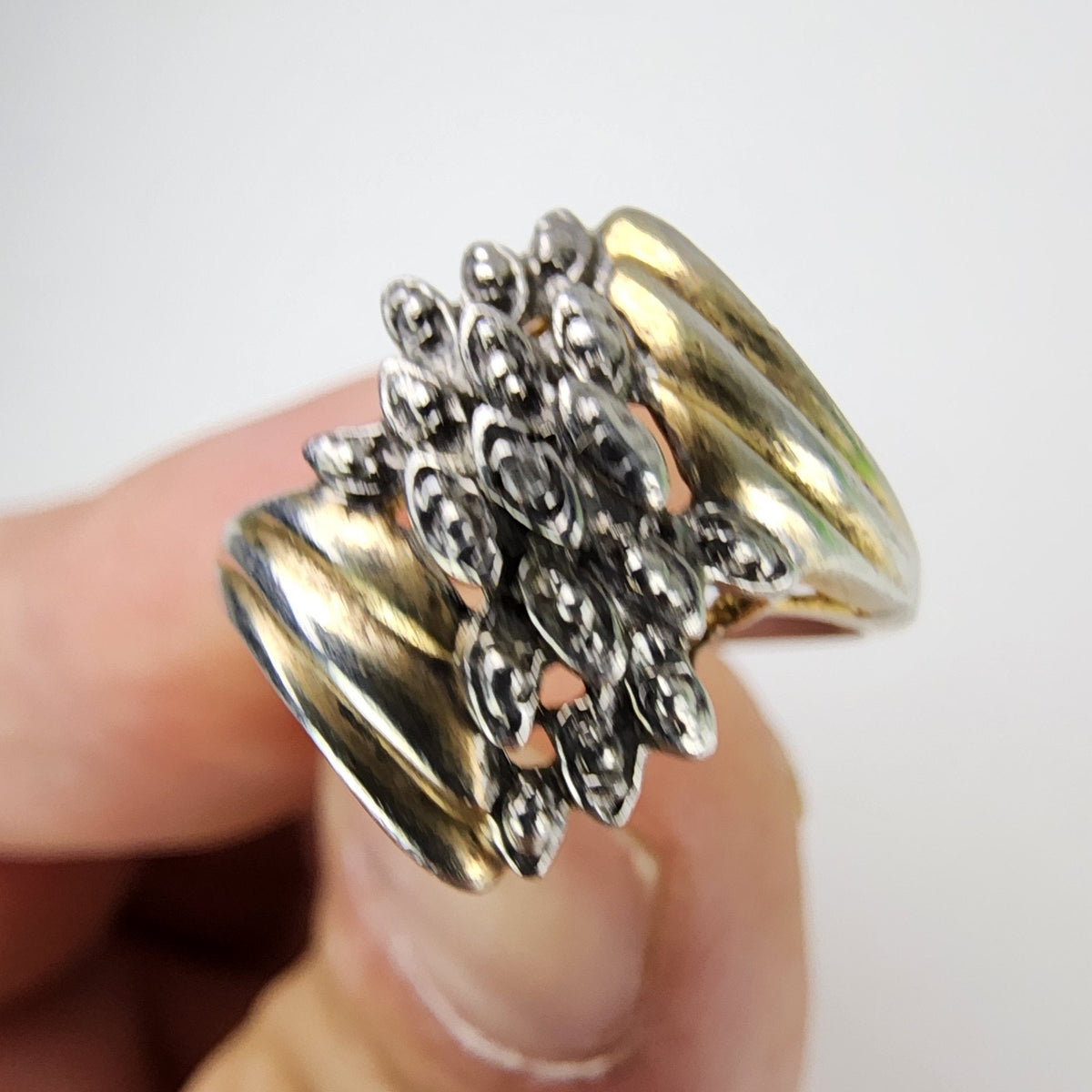 Gold Over Sterling Silver 925 Diamond Accent Cluster Bypass Ring Size 8 1/2
