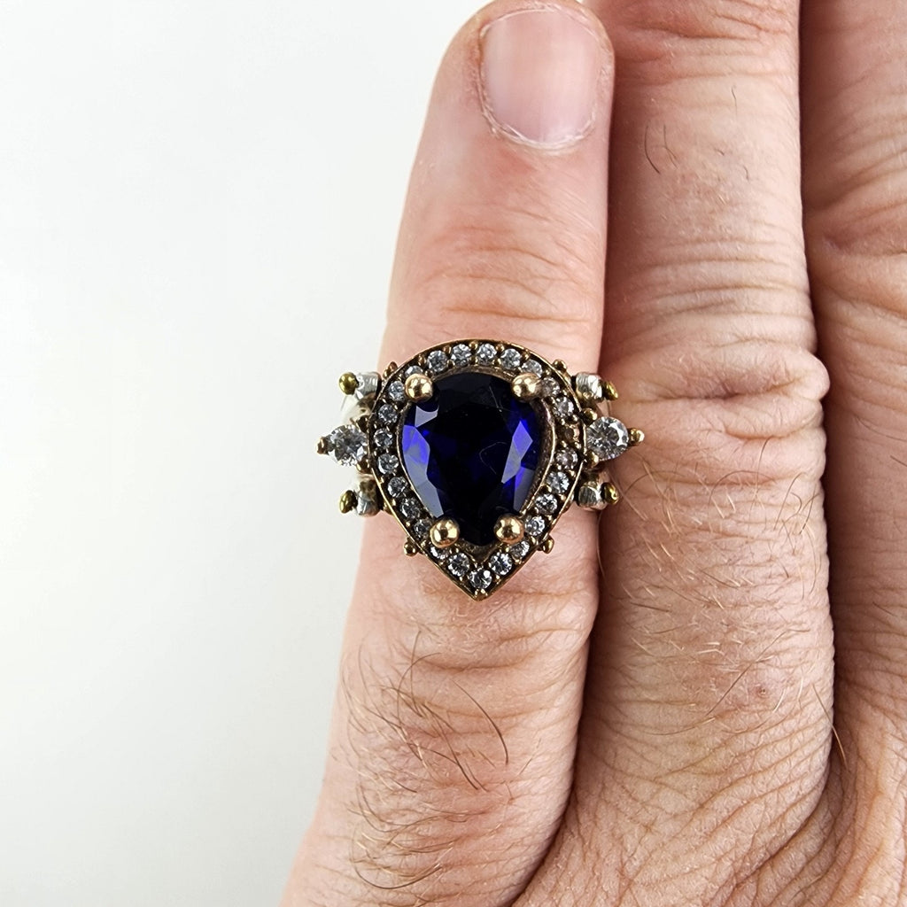 Sapphire Turkish Reversible Ring Size 6 Sterling Silver 925 Vintage