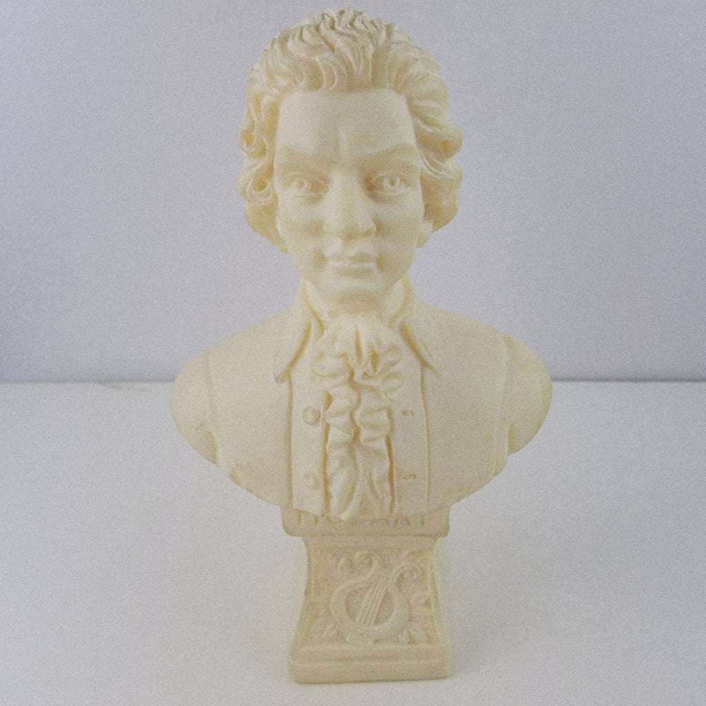 4" Mozart Bust Figure Vintage White Stone
