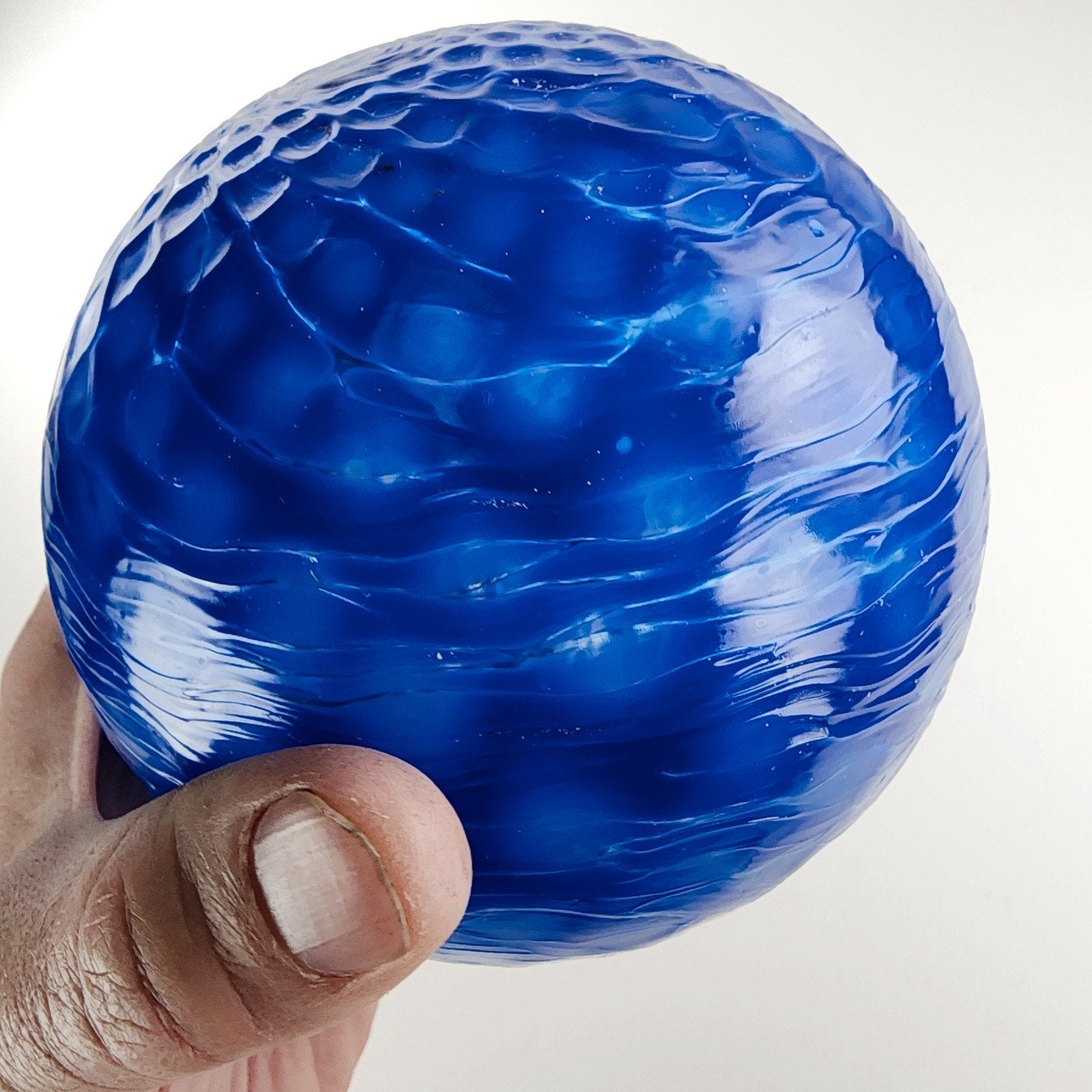 5" Hand Blown Blue Glass Float Cobalt Color with Stand