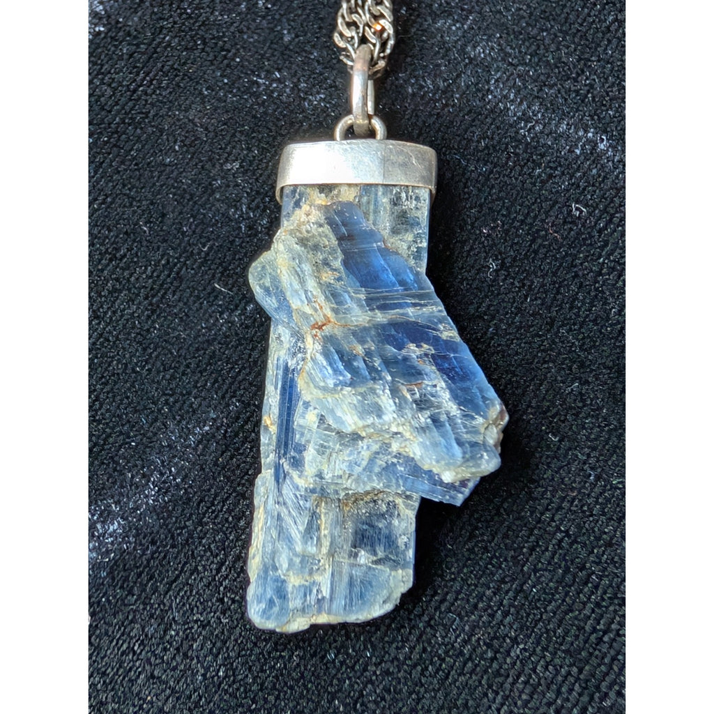 KYANITE Sterling Silver 925 Rough Crystal Pendant with 22" Twisted Rope Chain