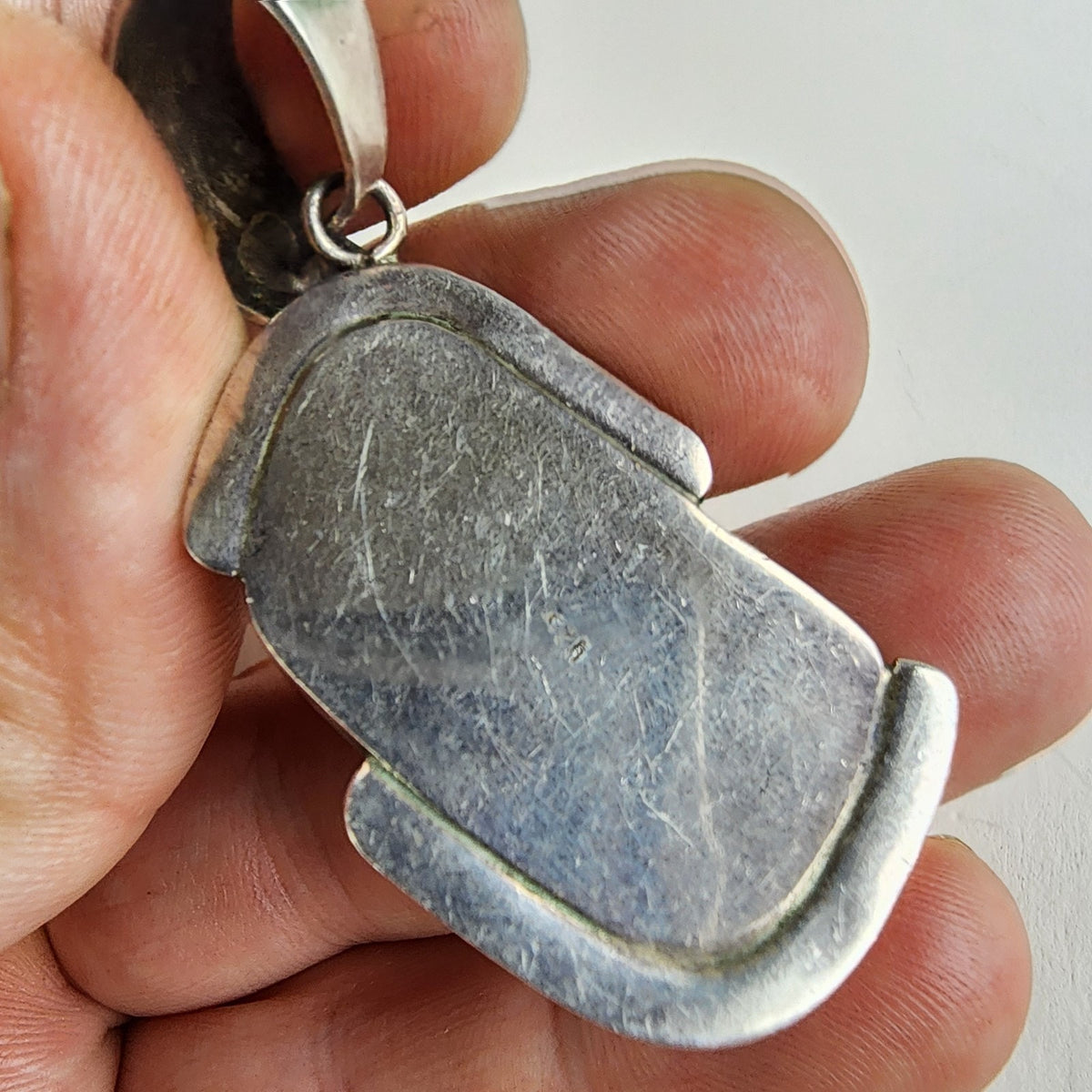 Bold Larimar Sterling Silver 925 Modernist Pendant Vintage