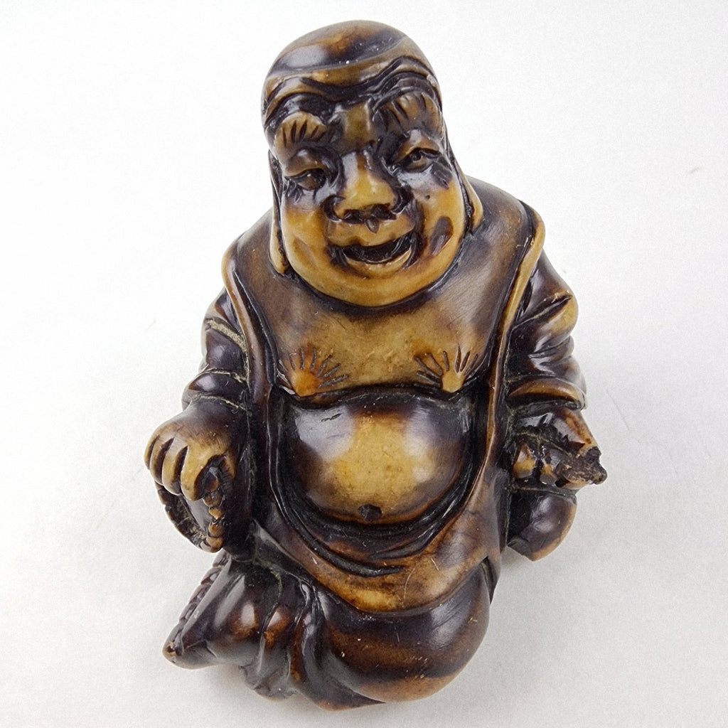 Laughing Happy Buddha Chinese Stone Carving Vintage