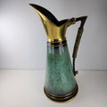 Dayagi Israel 12" Brass and Textured Green Enamel Pitcher Vintage