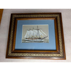 ERNEST TOWLER Sailing Ship Gouache Watercolor Painting - Beautifully Framed