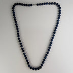 Vintage 27" Lapis Lazuli 8mm Beaded Ball Necklace with 10K White Gold Clasp