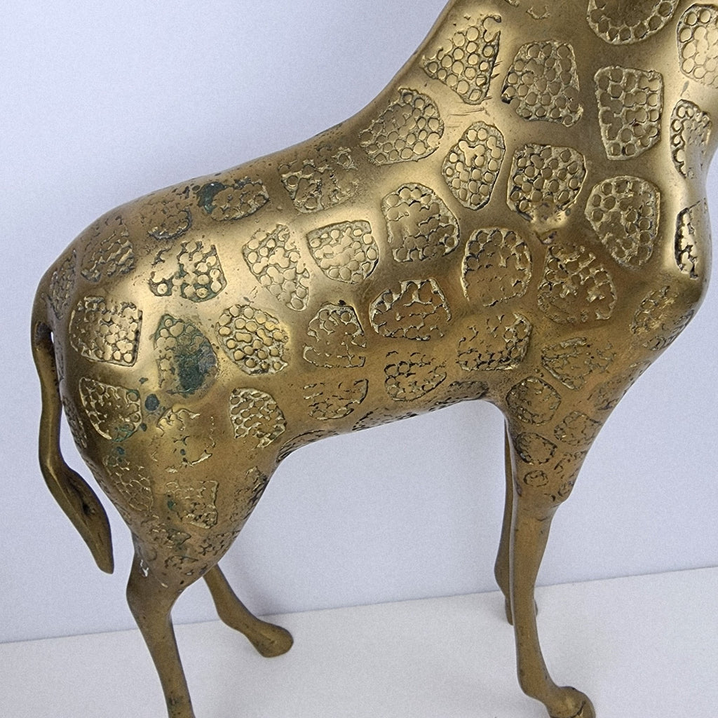 18" Brass Giraffe Animal Sculpture Midcentury MCM Stamped