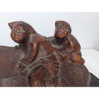 Chinese Water Buffalo Hand Carved Statue w/ Stand Antique Republic Period