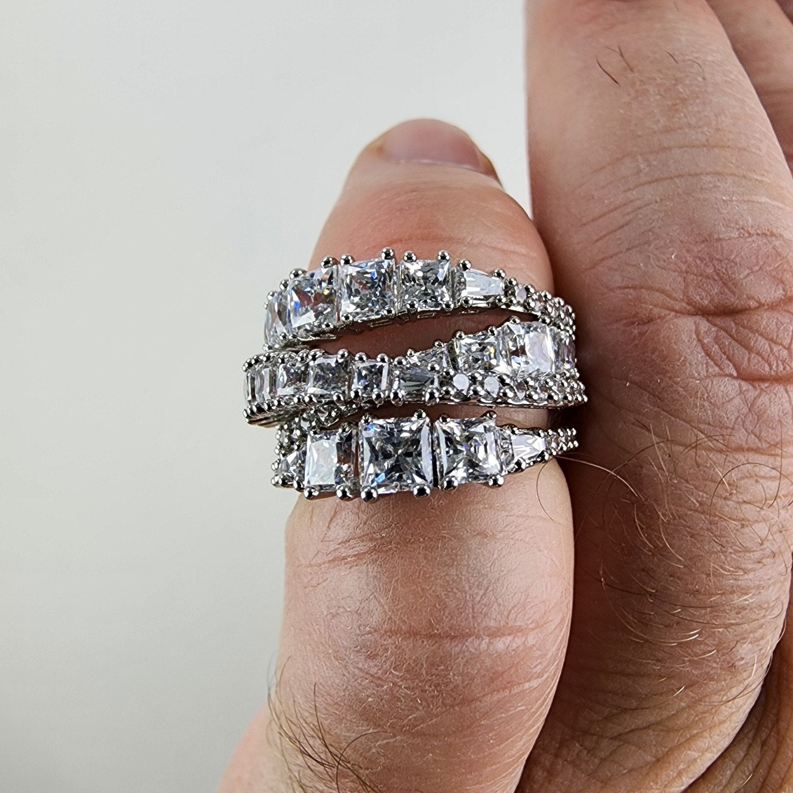 Swarovski Crystal Crossover Band Ring Size 5 1/2 Sterling Silver 925 New