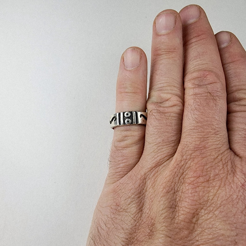 Taxco Mexico Textured Band Ring Size 8 Sterling Silver 925 Vintage