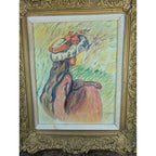 Renoir Girl With A Hat Reproduction Acryli on Canvas in Ornate Gilded Frame