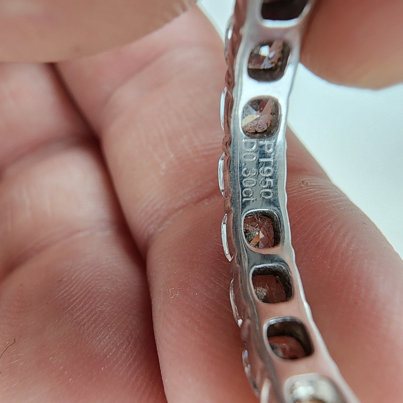 Platinum Over Sterling Silver 925 Clear Stone Eternity Band Ring Size 9