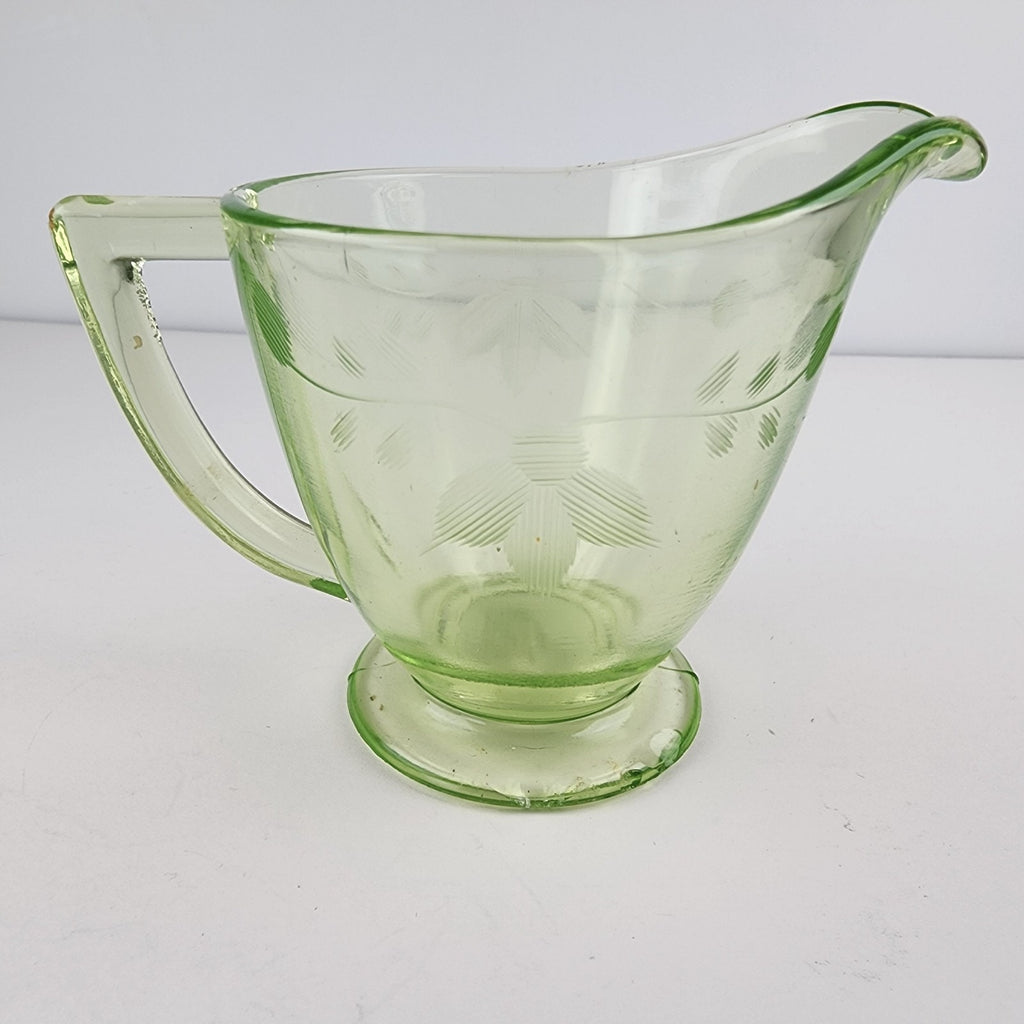 UV Uranium Glow Creamer by Greenburg Vintage Depression Glass