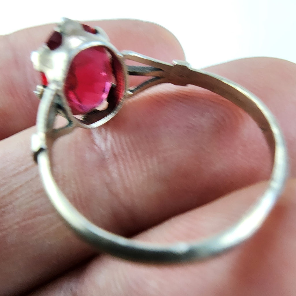 Ruby Crown Setting Russian Ring Size 8 Sterling Silver 87145 Vintage Gold Finish