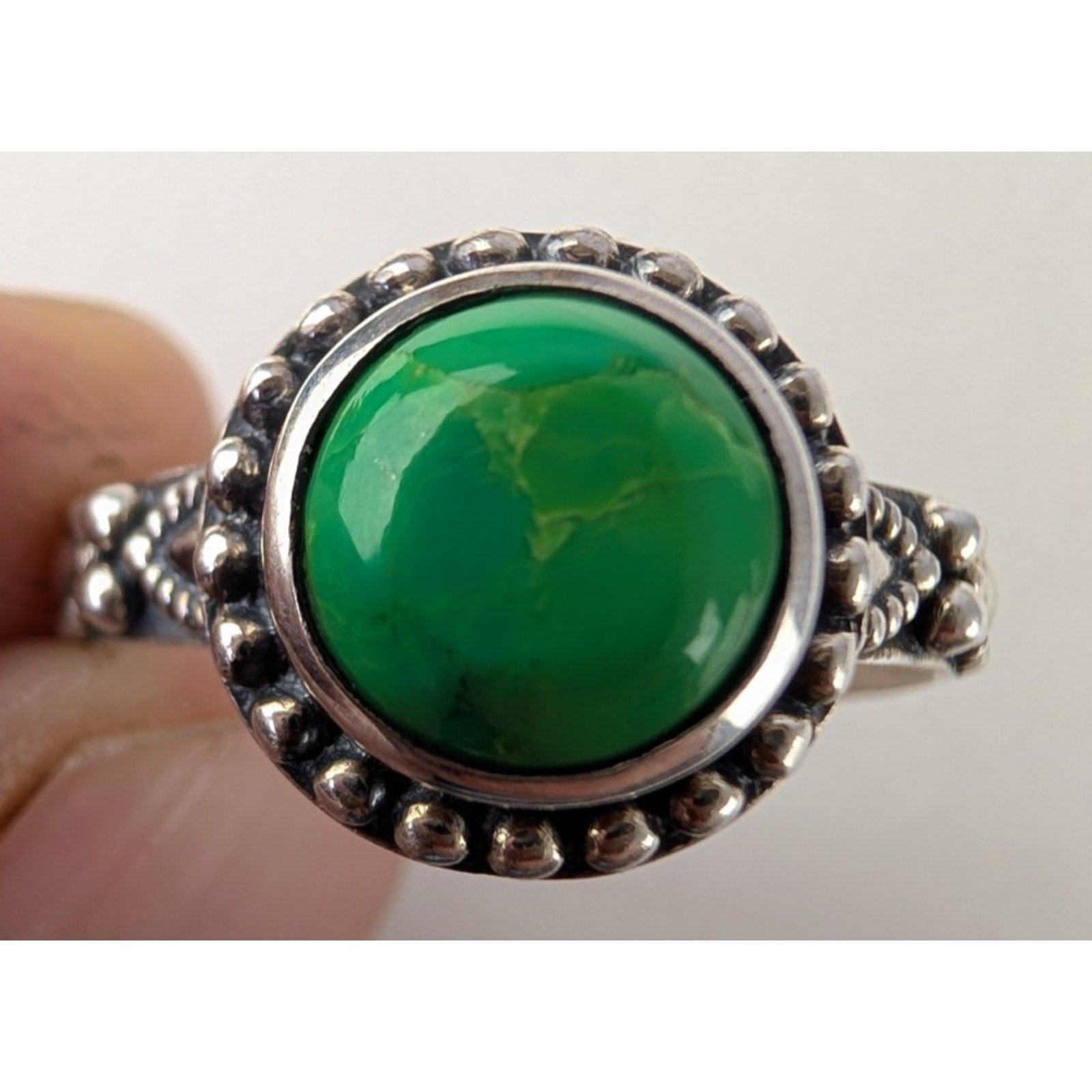 Southwestern Green Mohave Turquoise Sterling Silver 925 Ring Size 10