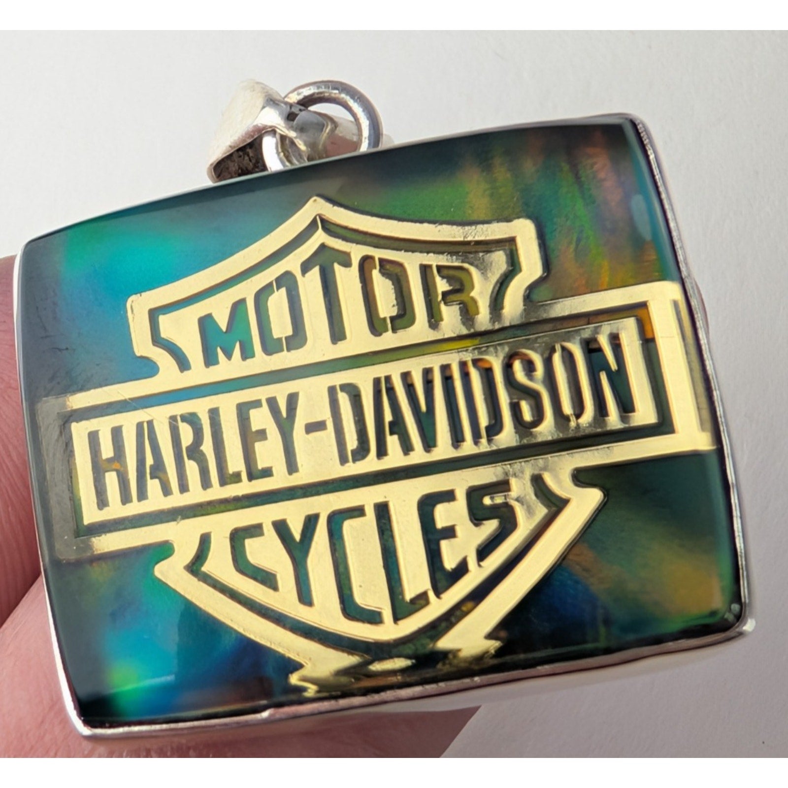 Harley Davidson Sterling Silver 925 Multicolor Opalescent Pendant
