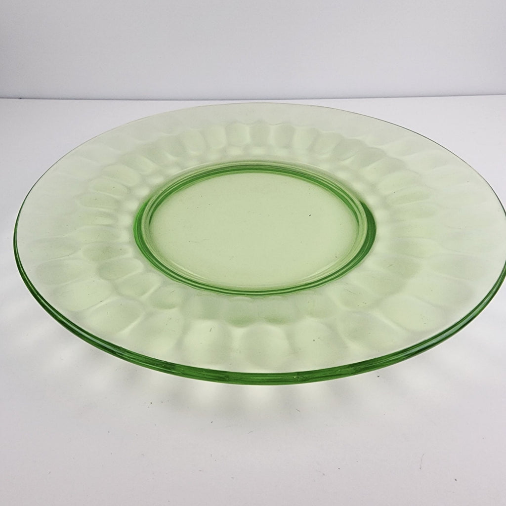 8" Federal Glass UV Uranium Glow Glass Salad Plate Vintage Green