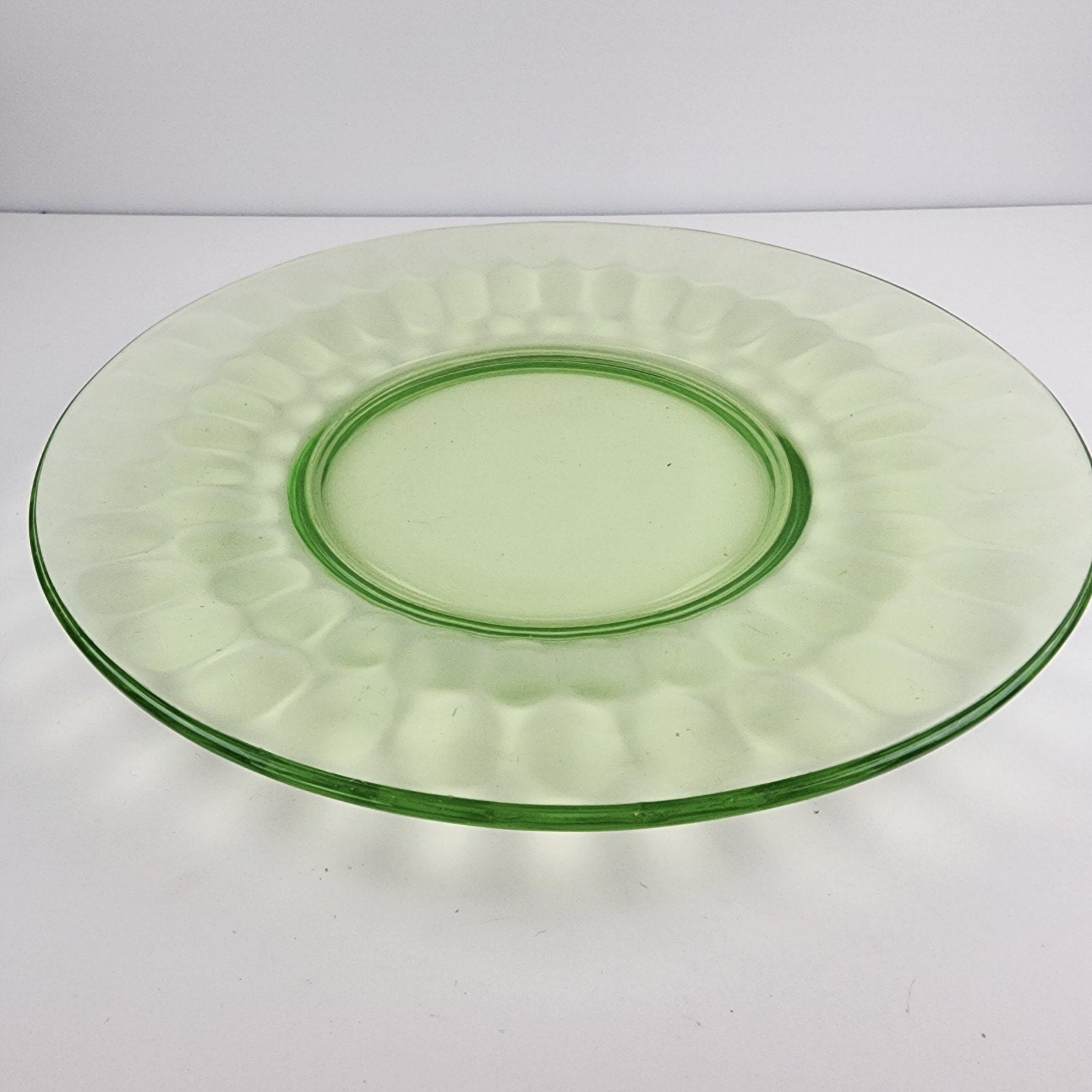 8" Federal Glass UV Uranium Glow Glass Salad Plate Vintage Green