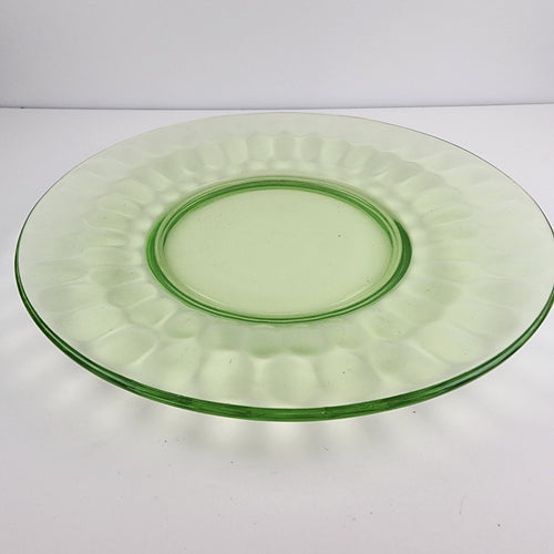 8" Federal Glass UV Uranium Glow Glass Salad Plate Vintage Green