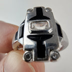 Art Deco Revival Sterling Silver 925 Cocktail Ring Size 7