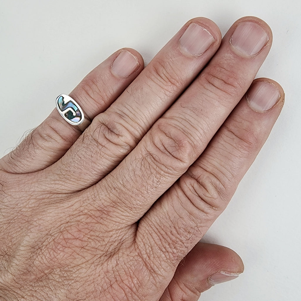 Vintage Taxco Abalone Inlay Ring Size 5 3/4 in Sterling Silver 925