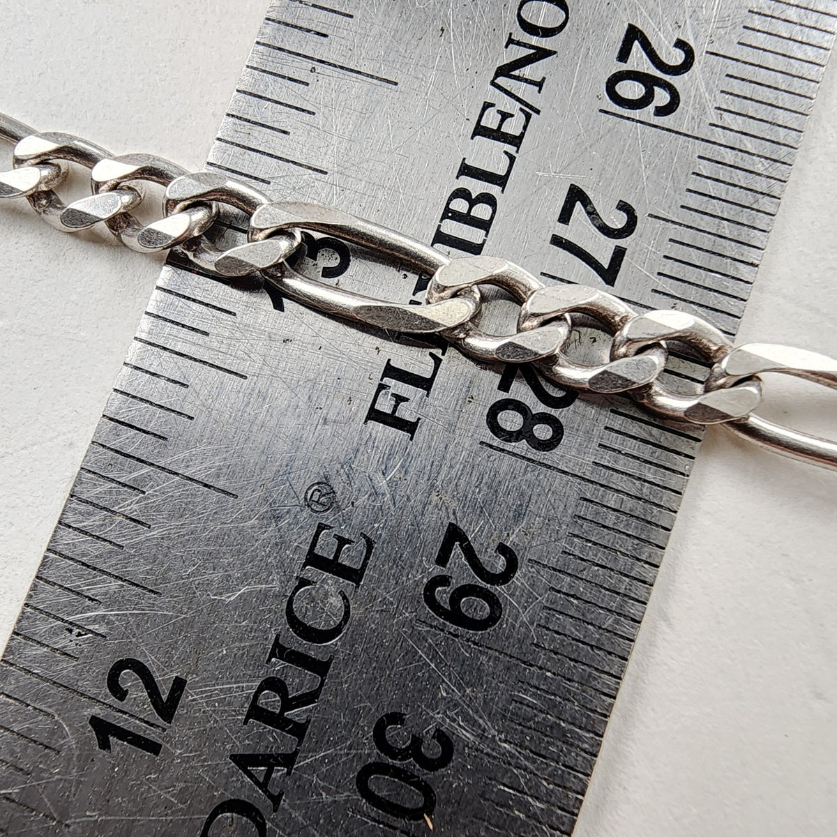 Vintage 22" Figaro 6mm Sterling Silver 925 Chain Necklace 26g Italy