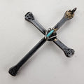 Native Horseshoe Nail Turquoise Cross Sterling Silver 925 & Steel Pendant