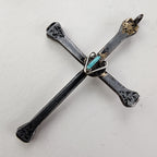Native Horseshoe Nail Turquoise Cross Sterling Silver 925 & Steel Pendant