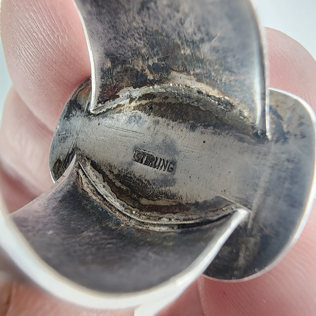 Vintage Tiger Resin Scrimshaw Ring Size 7 1/2 in Sterling Silver 925
