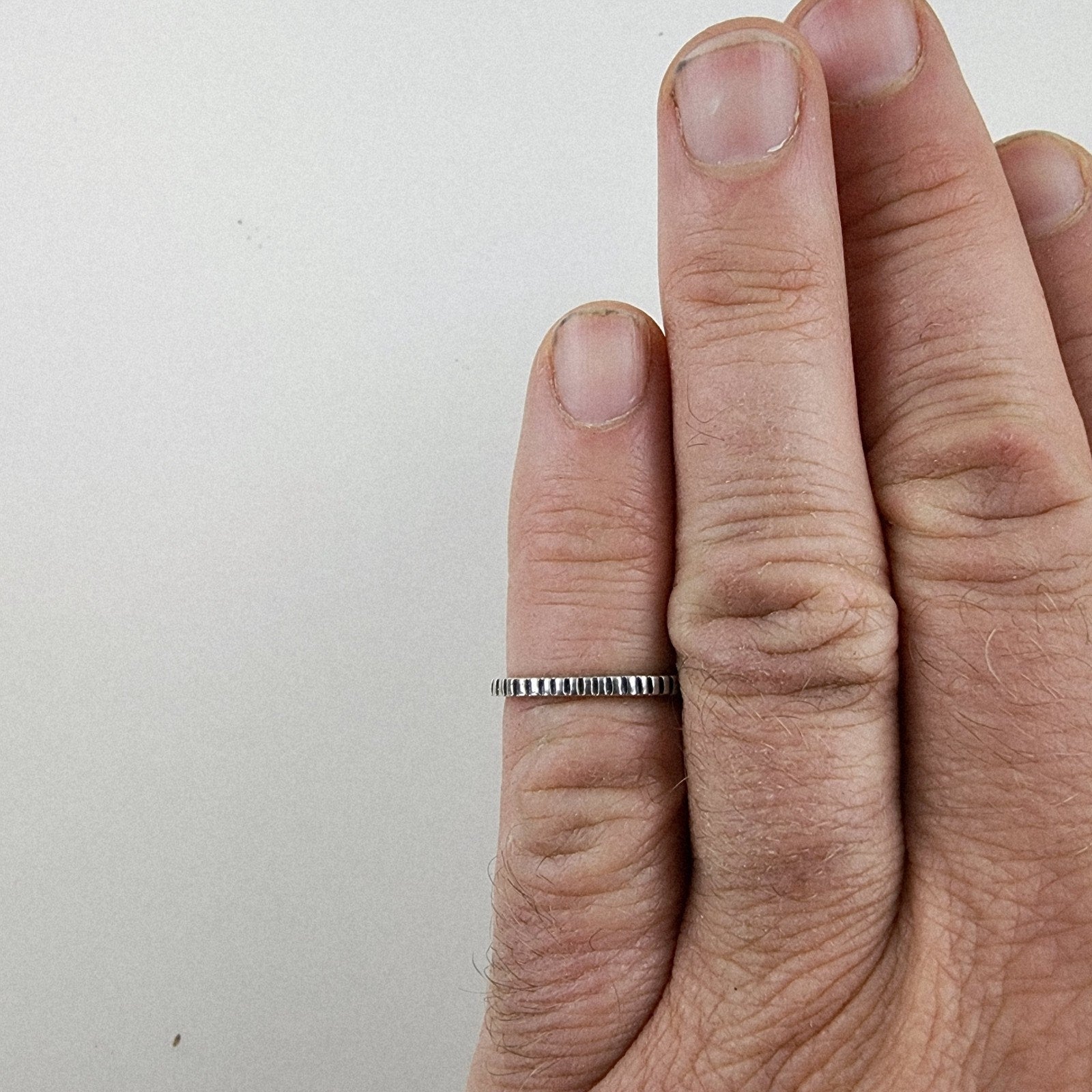 Notched Band Textured Ring Size 6 Sterling Silver 925 Vintage
