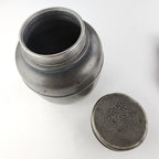 Satsuma Japanese Tin Pewter Tea Caddy Jar Signed Antique Suzuhan