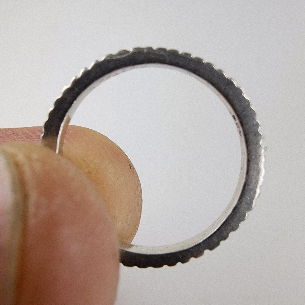 Notched Band Textured Ring Size 6 Sterling Silver 925 Vintage