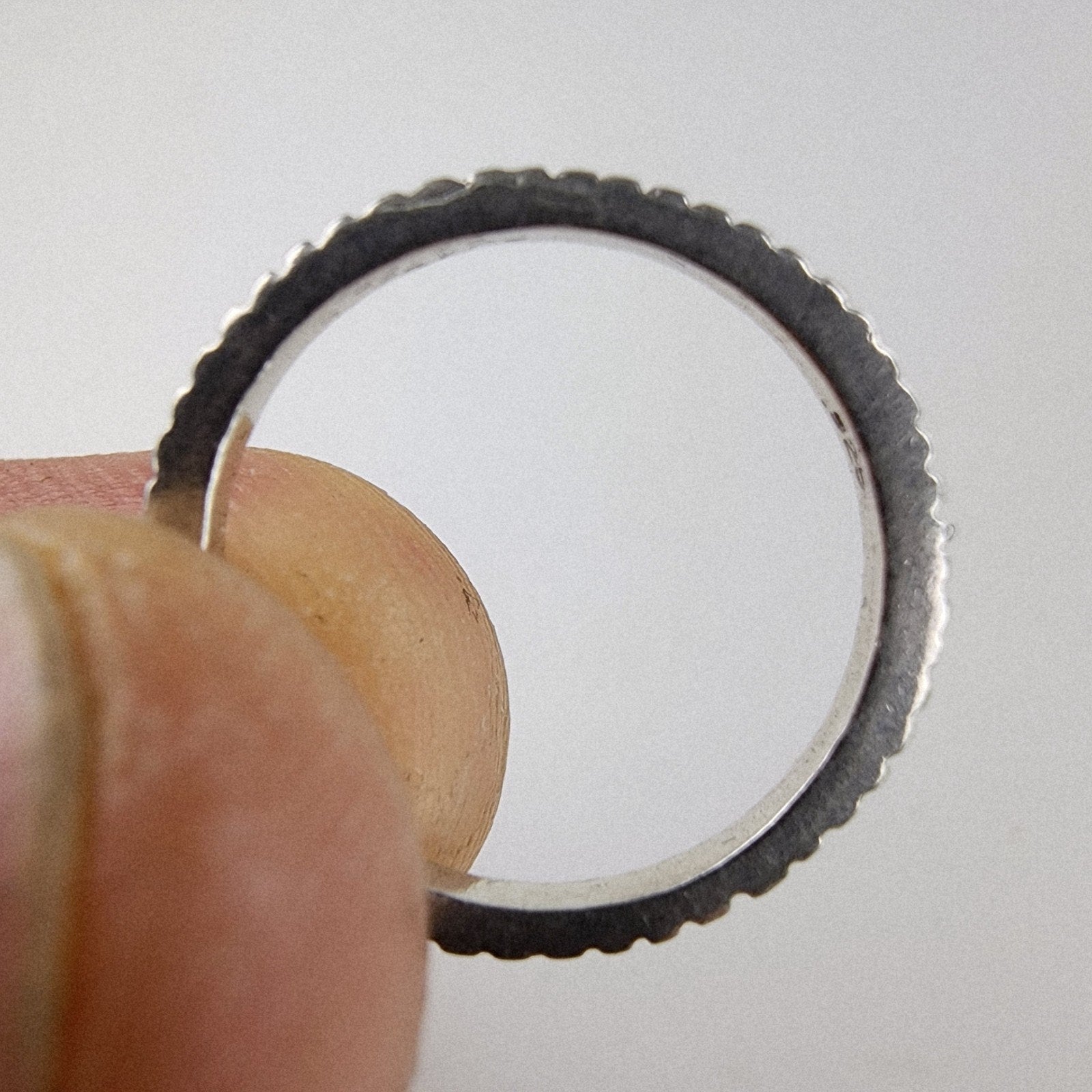 Notched Band Textured Ring Size 6 Sterling Silver 925 Vintage