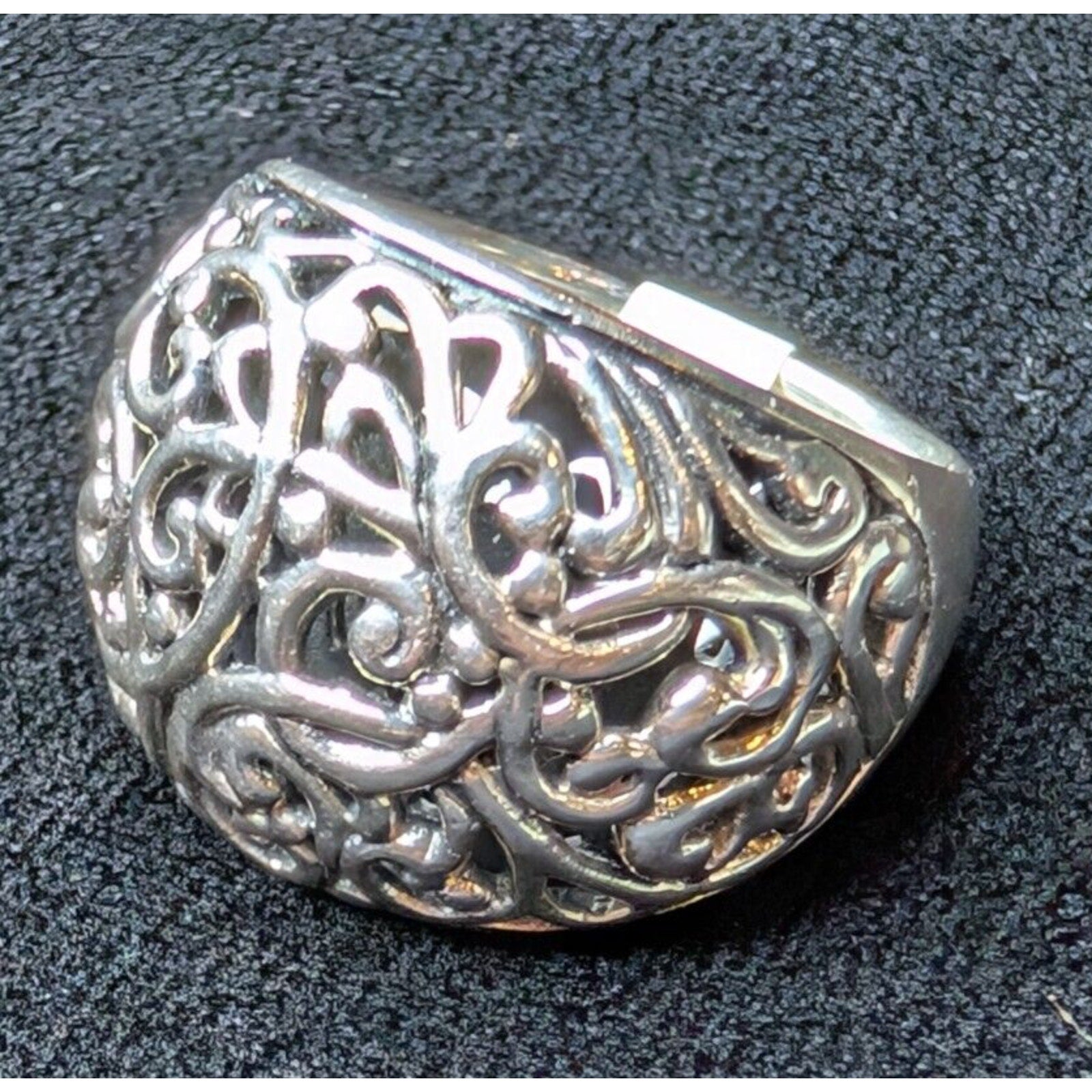 Open Filigree Scrollwork Sterling Silver 925 Ring - Size 6