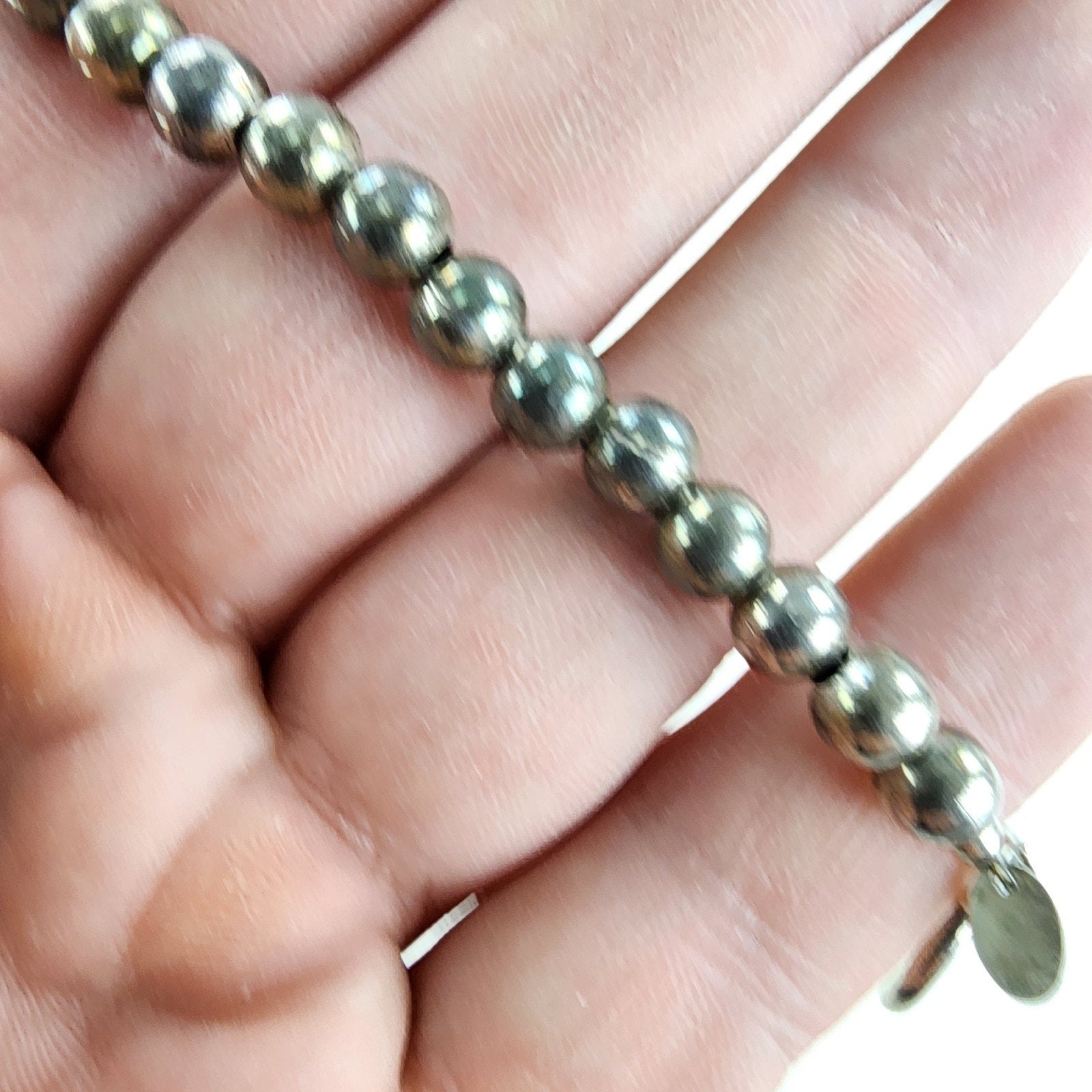 7 1/2" Silpada 6mm Ball Sterling Silver 925 Beaded Bracelet Vintage