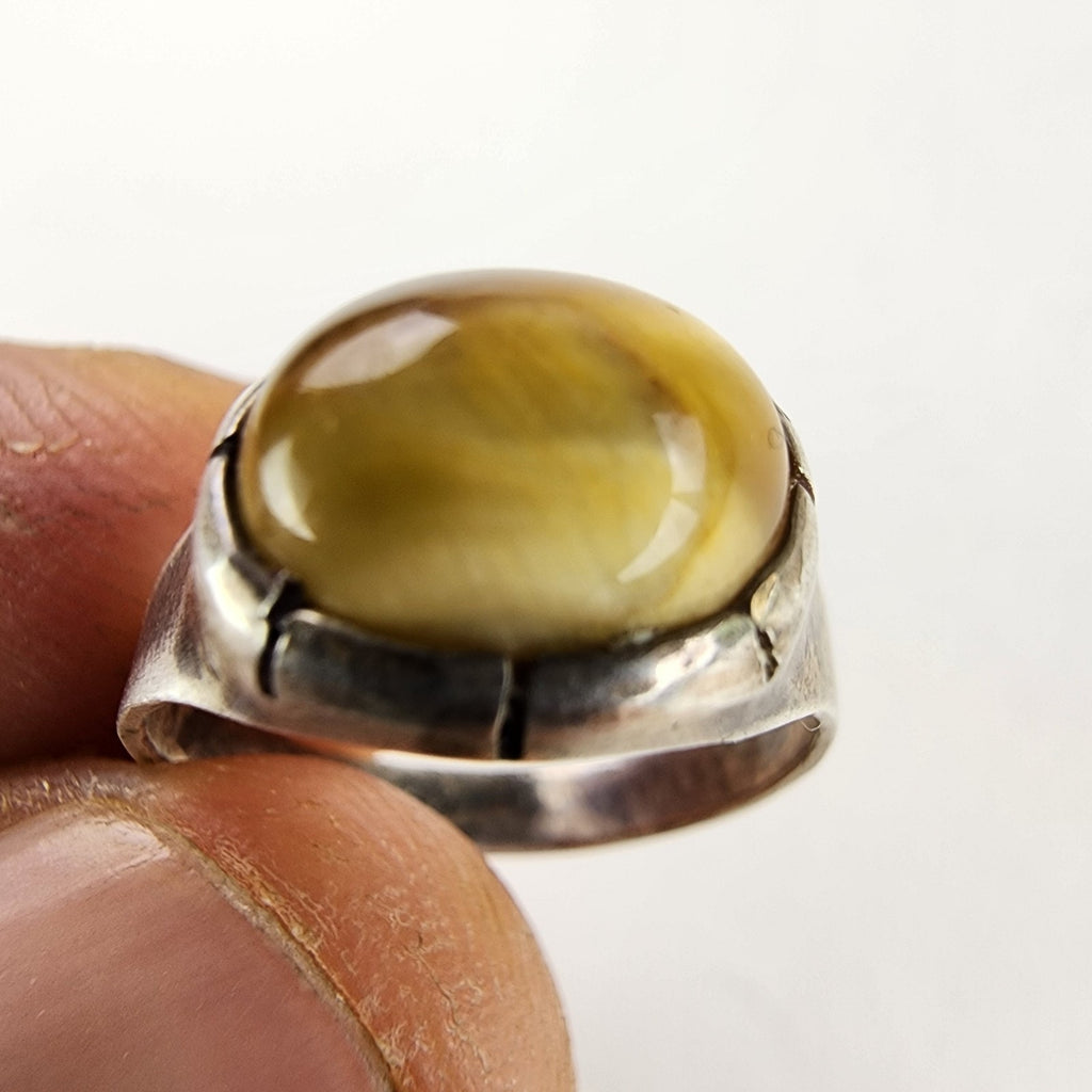Native Tigers Eye Ring Size 5 3/4 Sterling Silver 925 Vintage