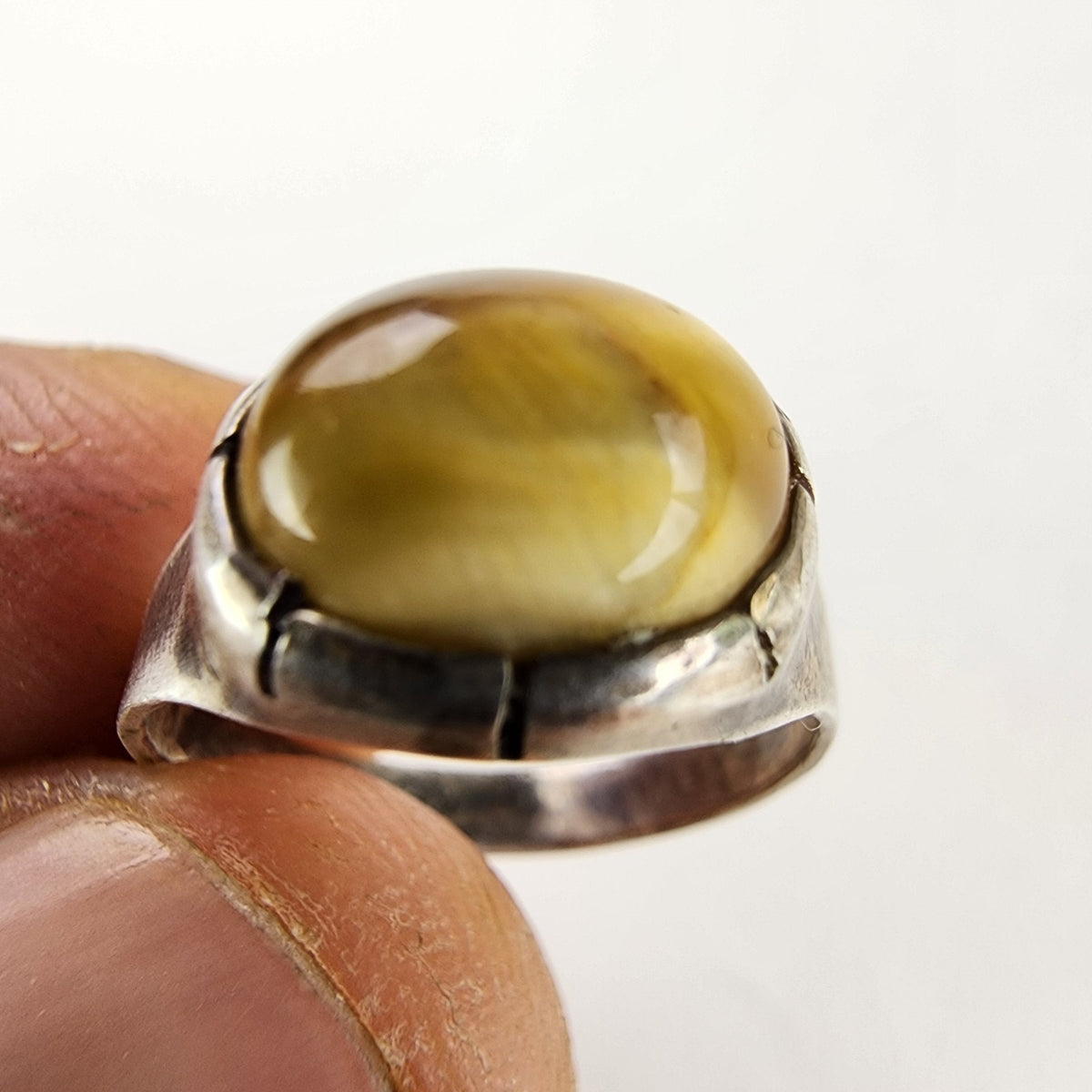 Native Tigers Eye Ring Size 5 3/4 Sterling Silver 925 Vintage