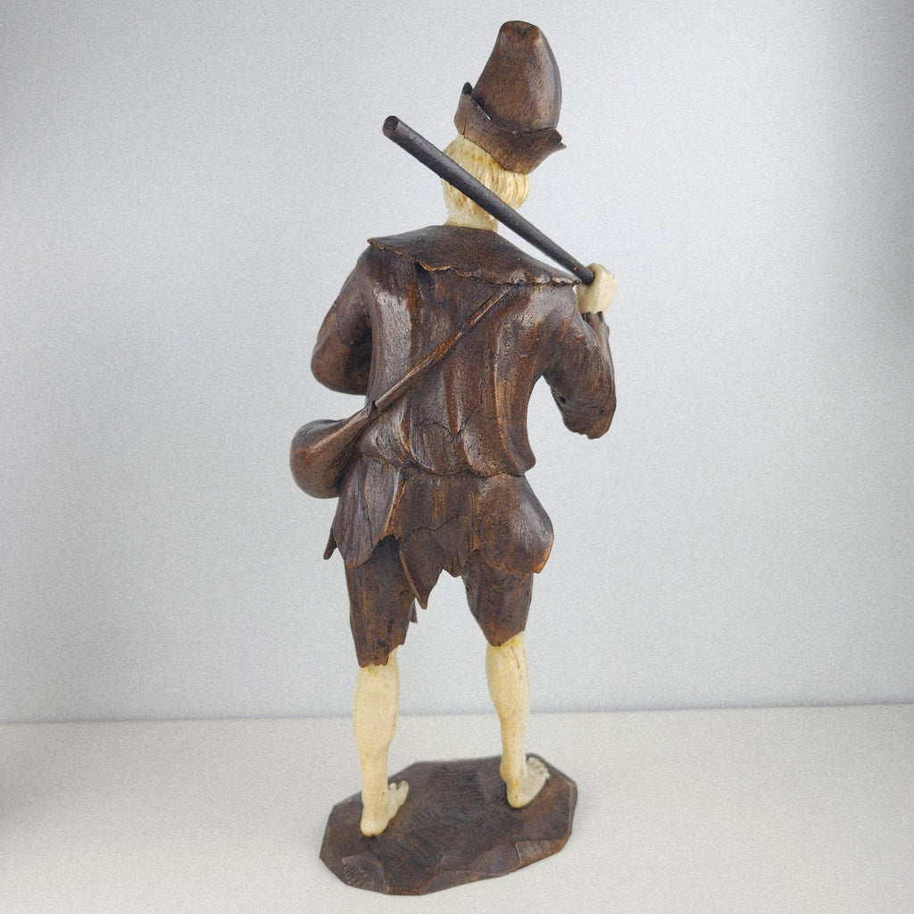 18th C Carved Wood Beggar Couple by Simon Troger or Follower Museum Quality