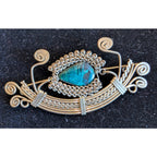 Vintage Turquoise Sterling Silver 925 Wire Wrap Handmade Brooch Pin