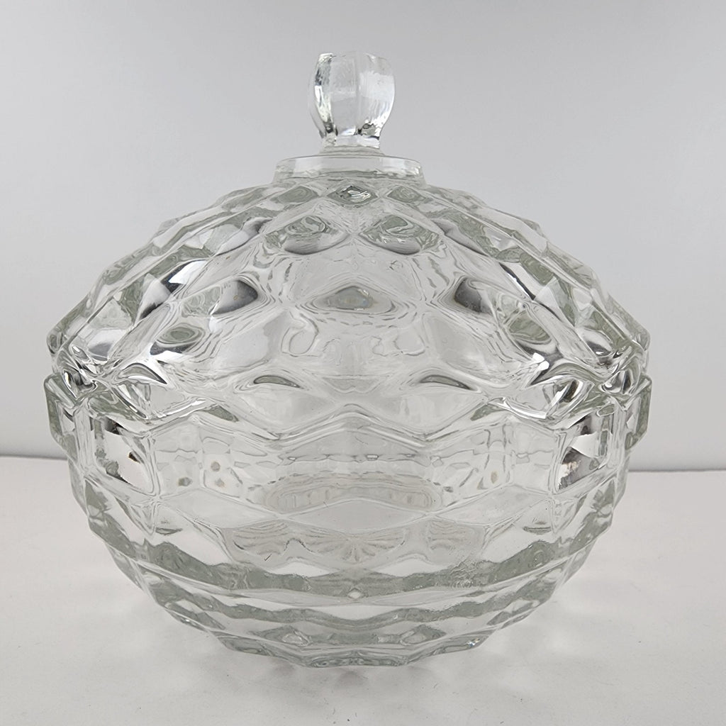 Indiana Glass Company Whitehall Cubist Lidded Candy Dish Pressed Depression