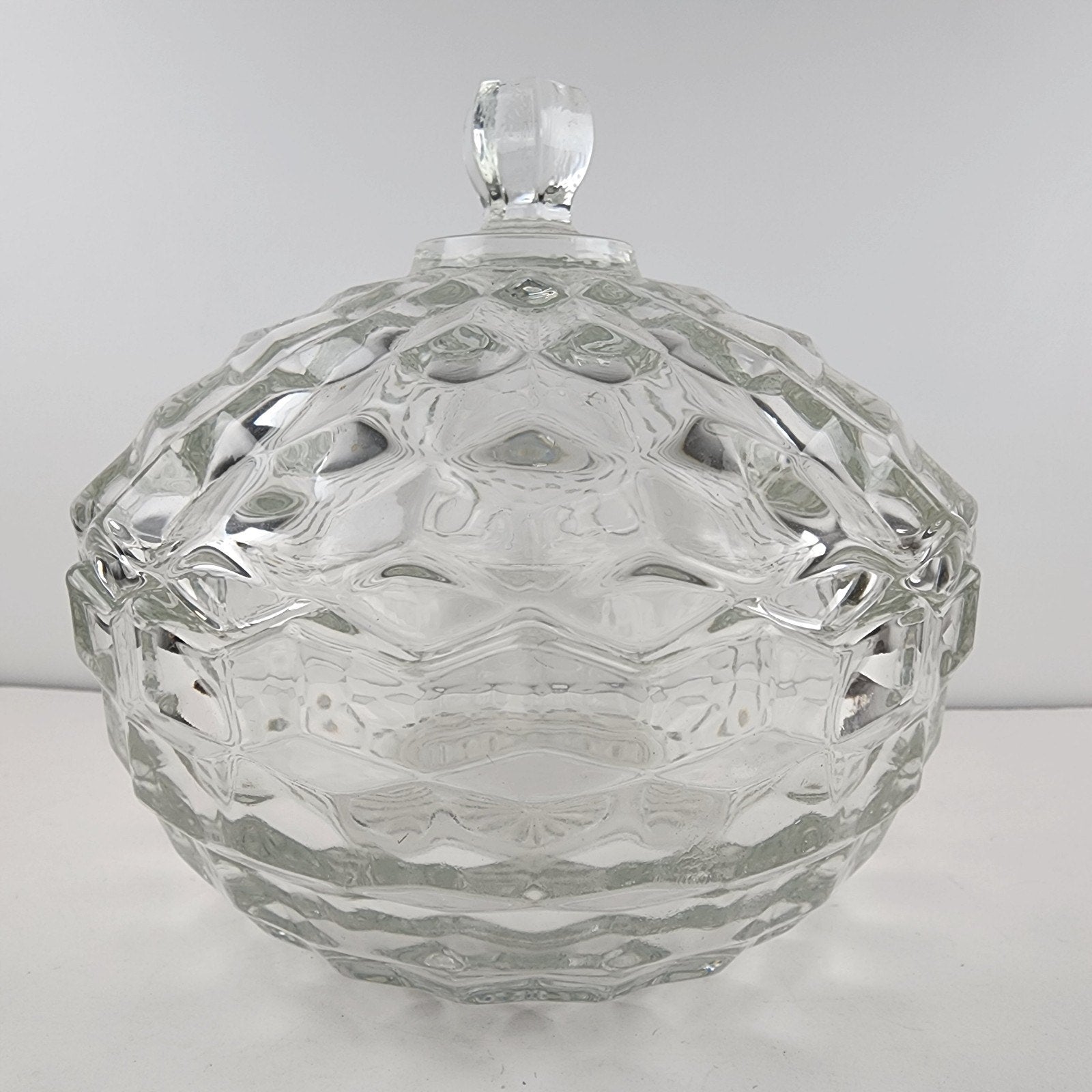 Indiana Glass Company Whitehall Cubist Lidded Candy Dish Pressed Depression