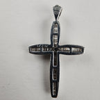 1/3ct Natural Baguette Cut Diamond Cross in Sterling Silver 925 Pendant