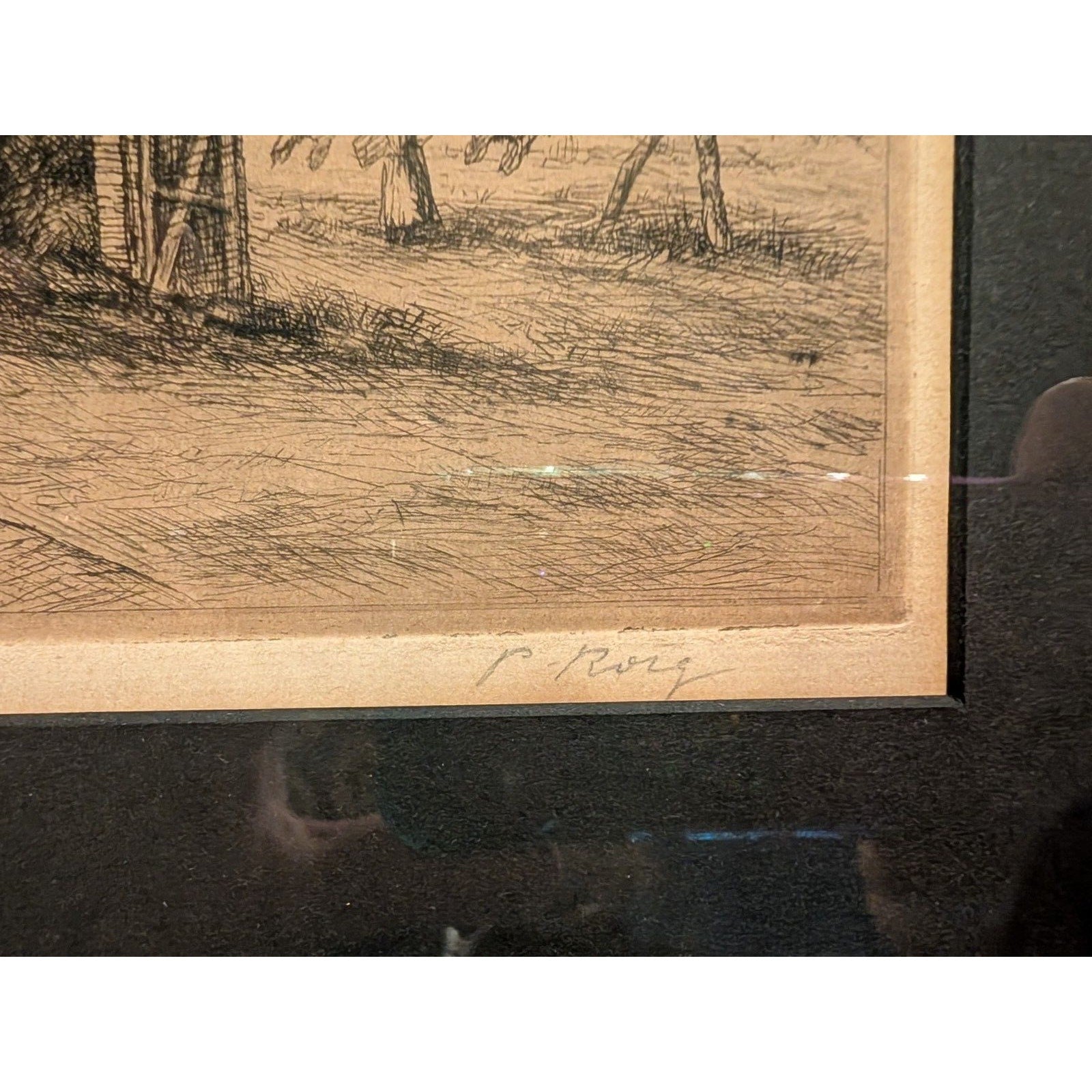 Framed Cottage Engraving by Pau Roig Cisa (1879-1955) Signedd & Numbered