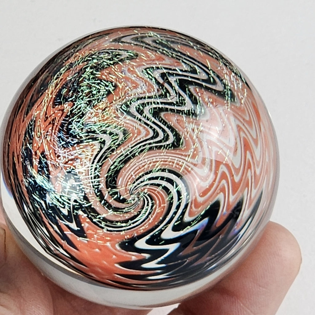 50mm Dichroic Wigwag Marble Borosilicate Glass Handblown Large 2" Size