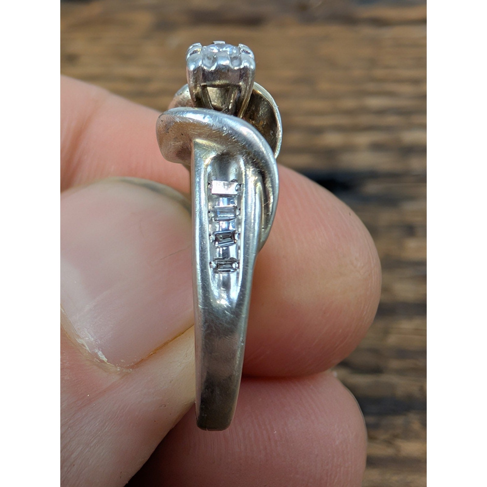 Vintage DIAMOMD Engagement Ring Sterling Silver 925 Size 6 1/2