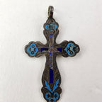Russian Imperial Enamel 84 Silver 875 Cross Crucifix Antique Pendant